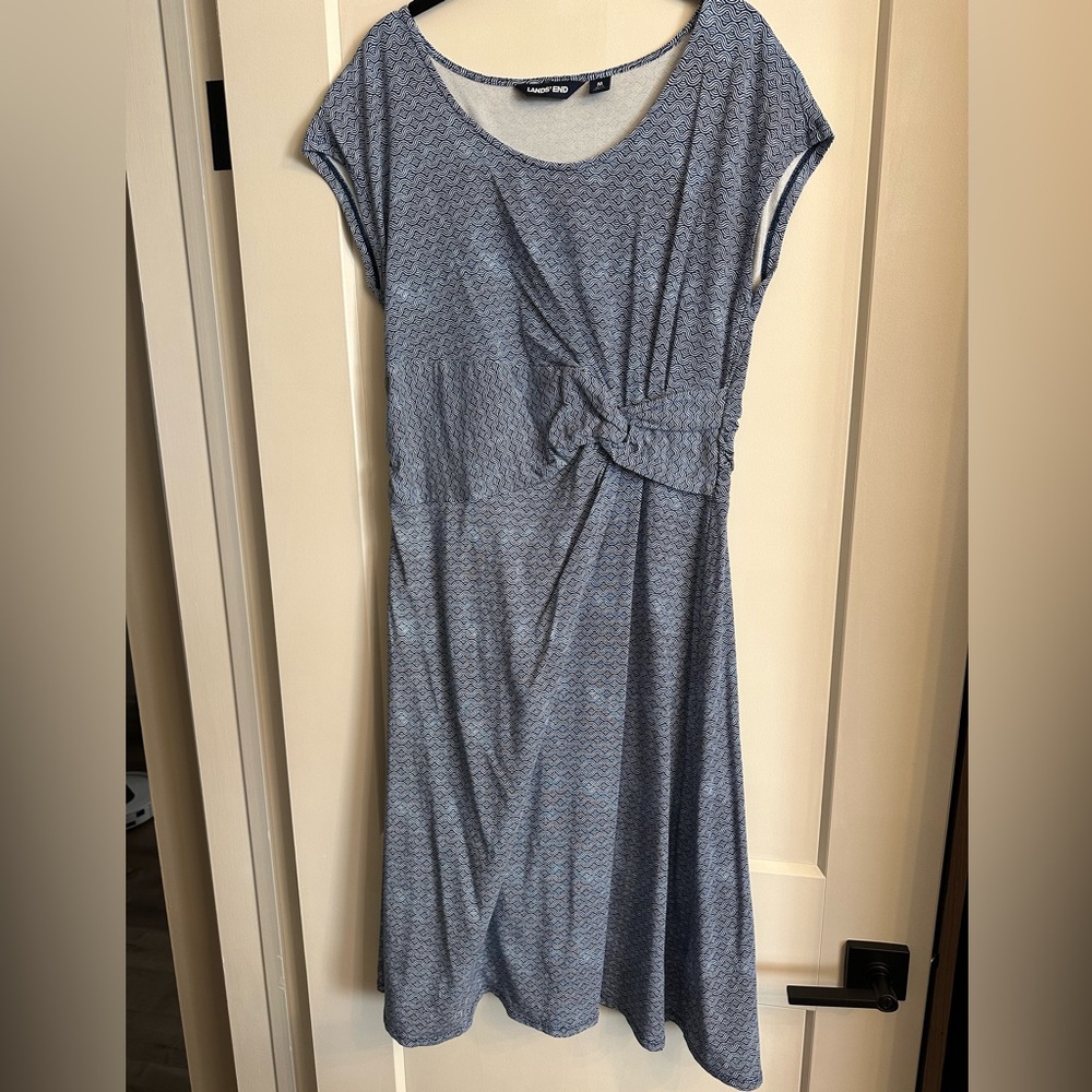 Lands' End Blue Patterned Midi Dress